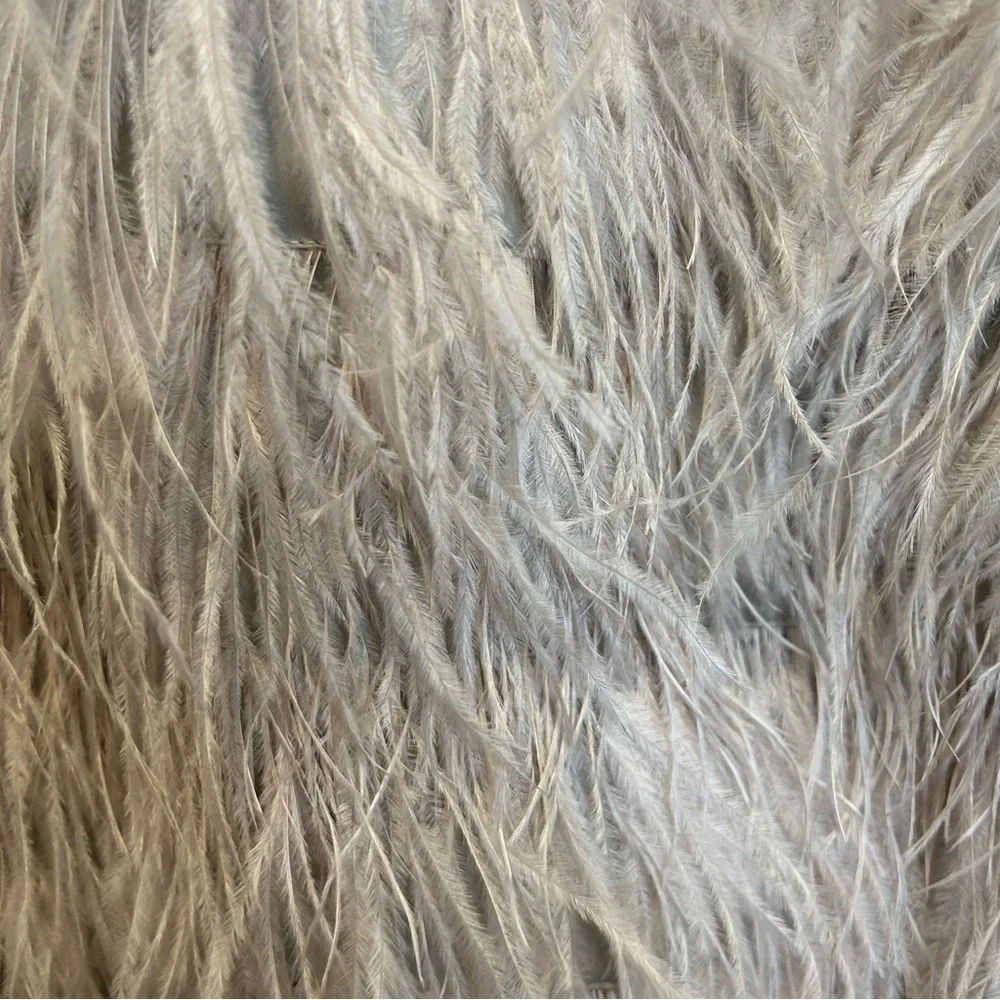 BEBE ISIS SEQUIN FEATHER MINI PARTY DRESS SILVER Grey Strapless - Picture 4 of 9